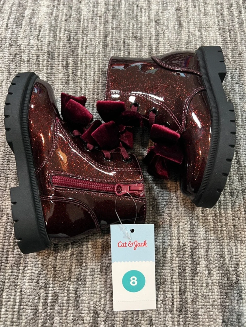 Cat & Jack Toddler Estes Shimmer Combat Boots Size 8